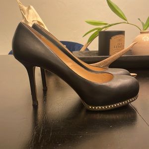 Valentino black heels with gold accents
